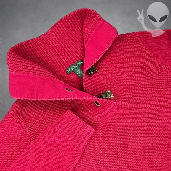 Lauren Ralph Lauren Sweaters - Lauren Ralph Lauren Knit Sweater Small Red Latch Clamp Cotton Pullover vintage